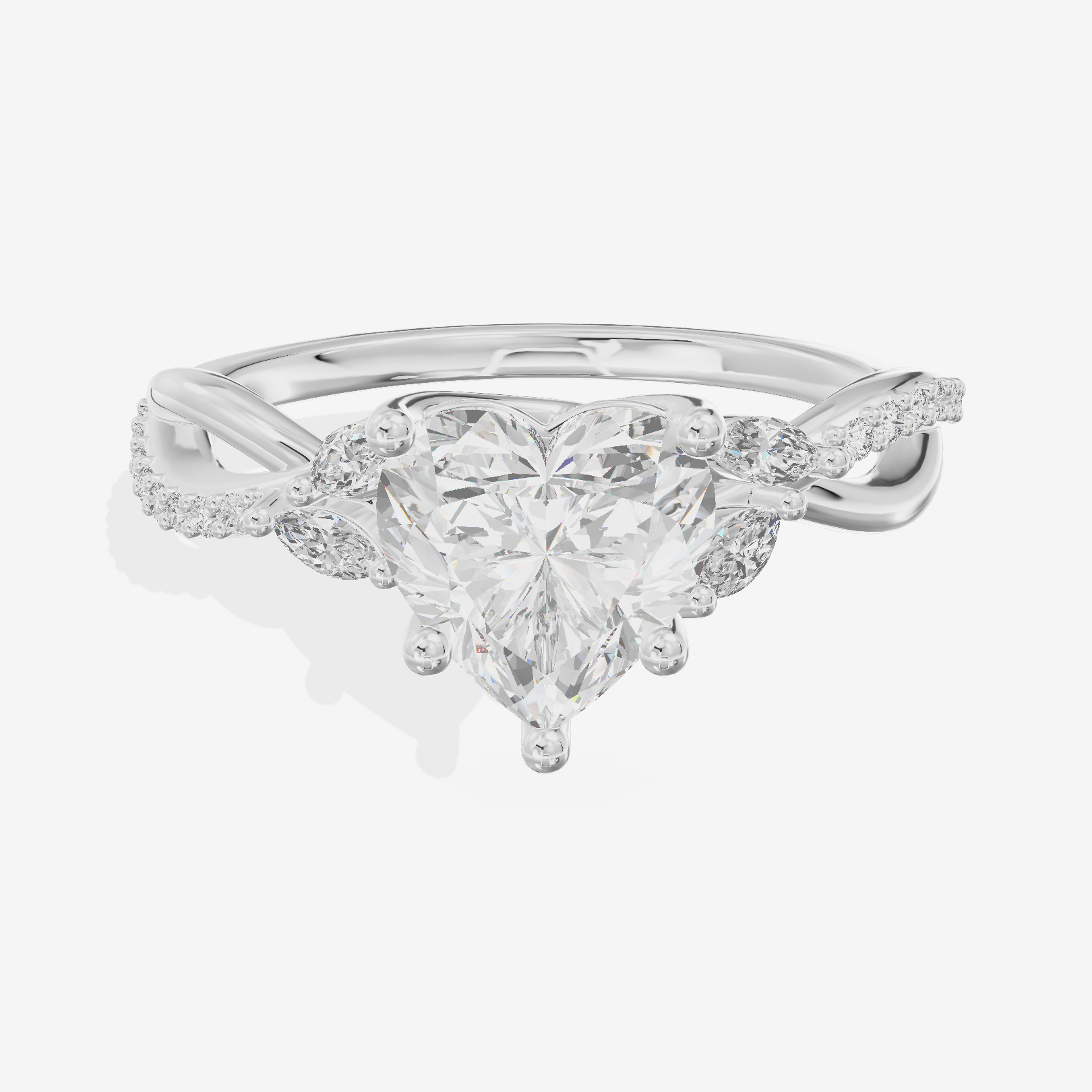 Petite Twine Heart Twisted Engagement Ring (1/5 ct. tw.) in 18K White Gold