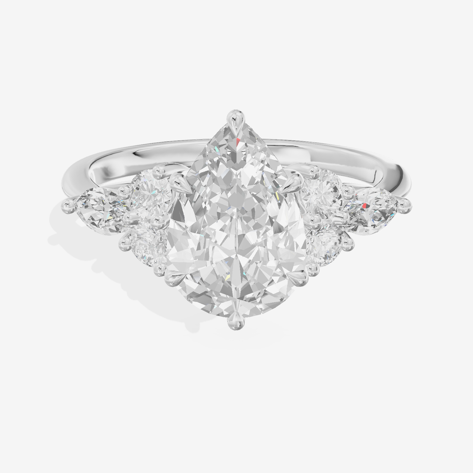 Luxe Vowsae Pear Engagement Ring with Side Stones (2/5 ct. tw.) in Platinum