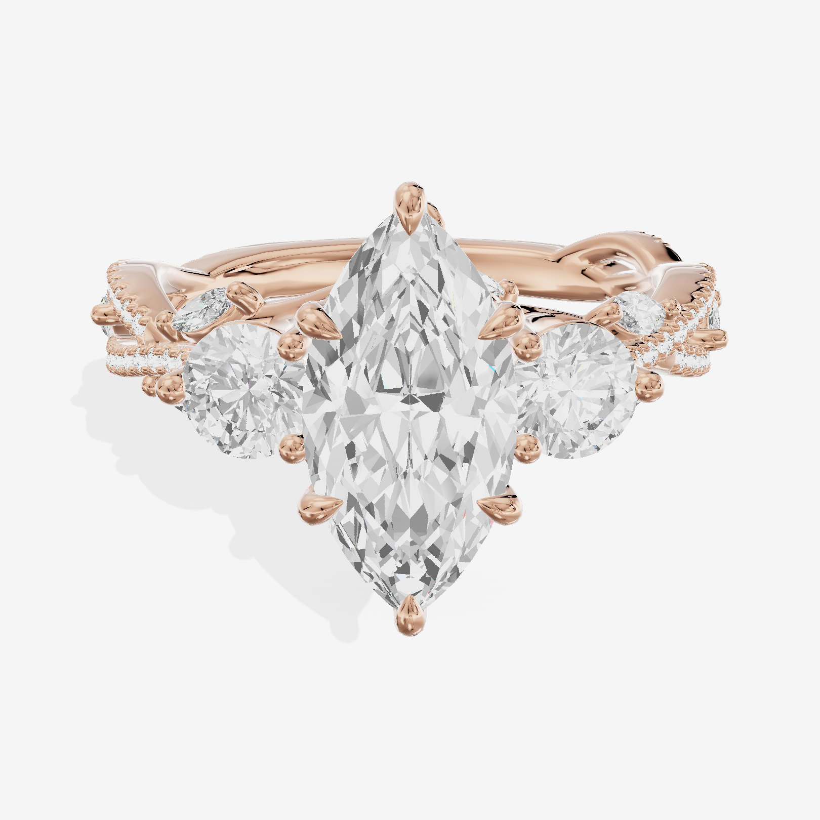 Classic Coeurine Three Stone Marquise Engagement Ring (3/5 ct. tw.) in 18K Rose Gold