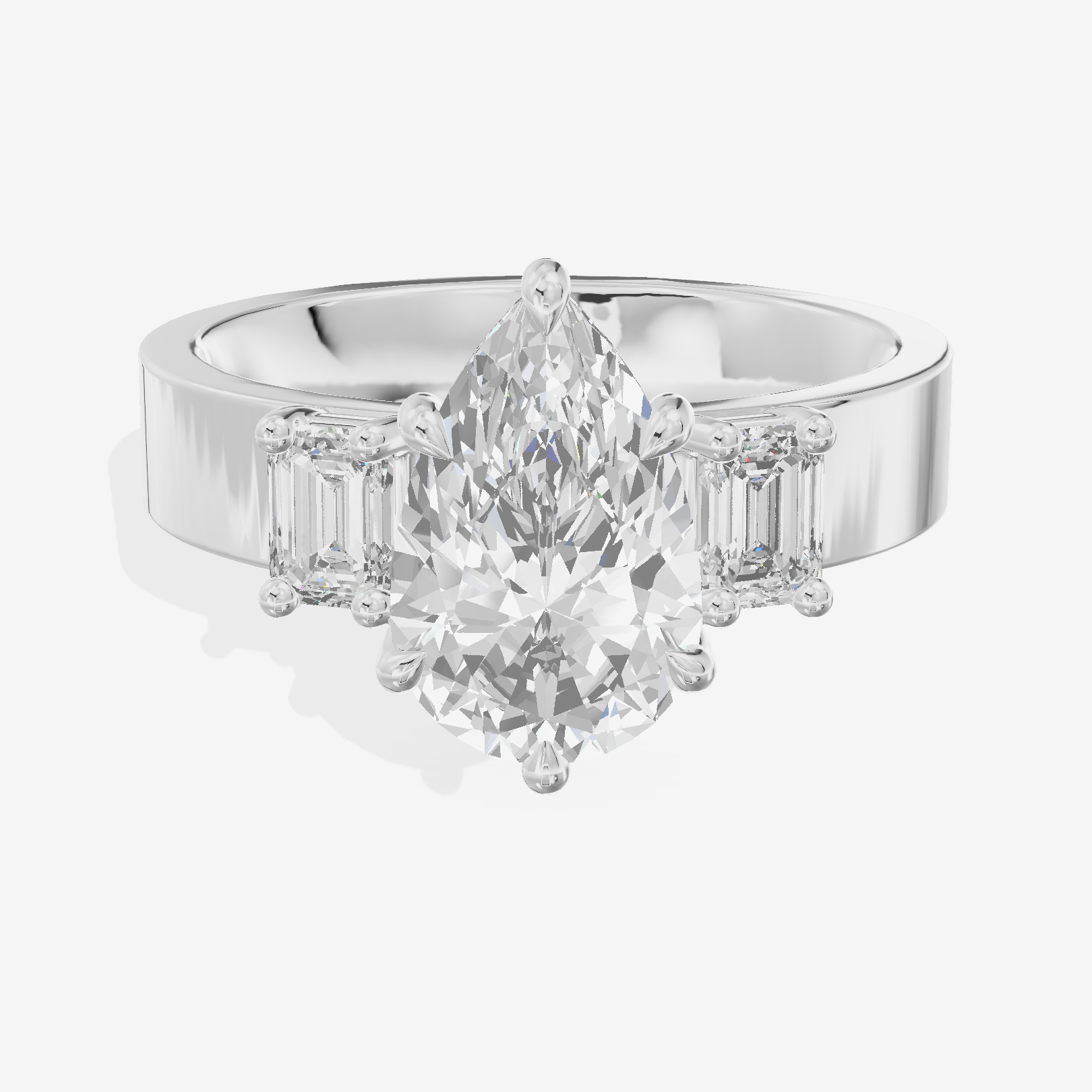 Vintage Vowsae Three Stone Pear Engagement Ring (1/2 ct. tw.) in 18K White Gold