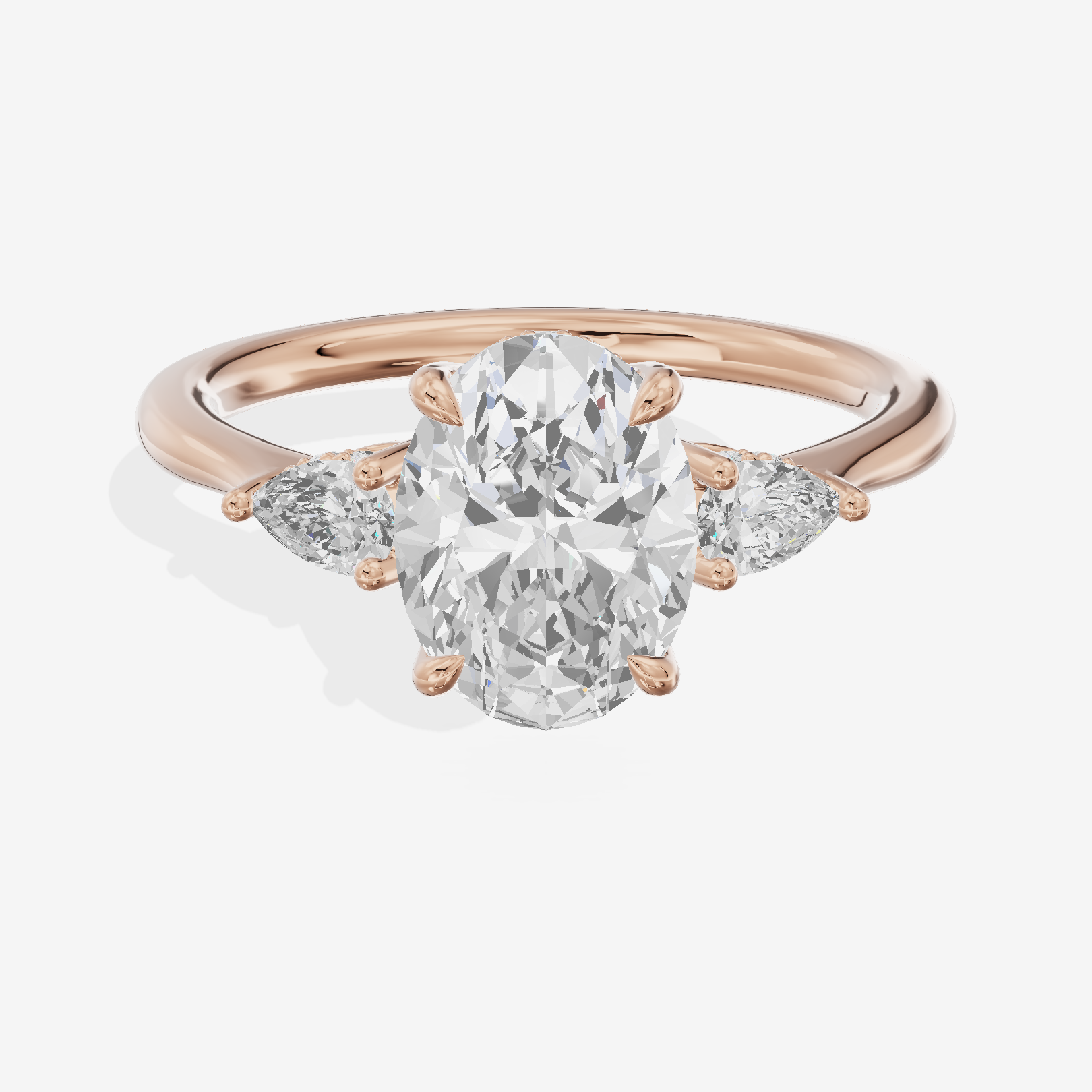 Petite Vowsae Three Stone Oval Engagement Ring (1/4 ct. tw.) in 18K Rose Gold