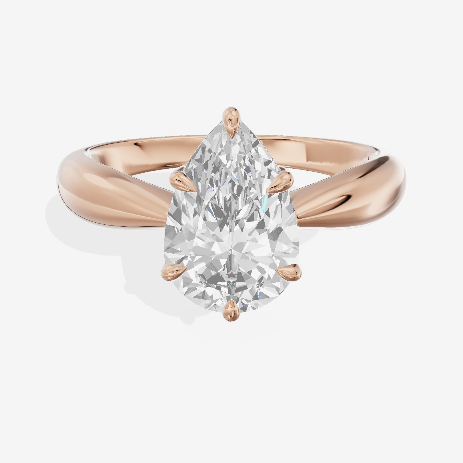 Aimora Trellis 2mm Pear Solitaire Engagement Ring in 18K Rose Gold