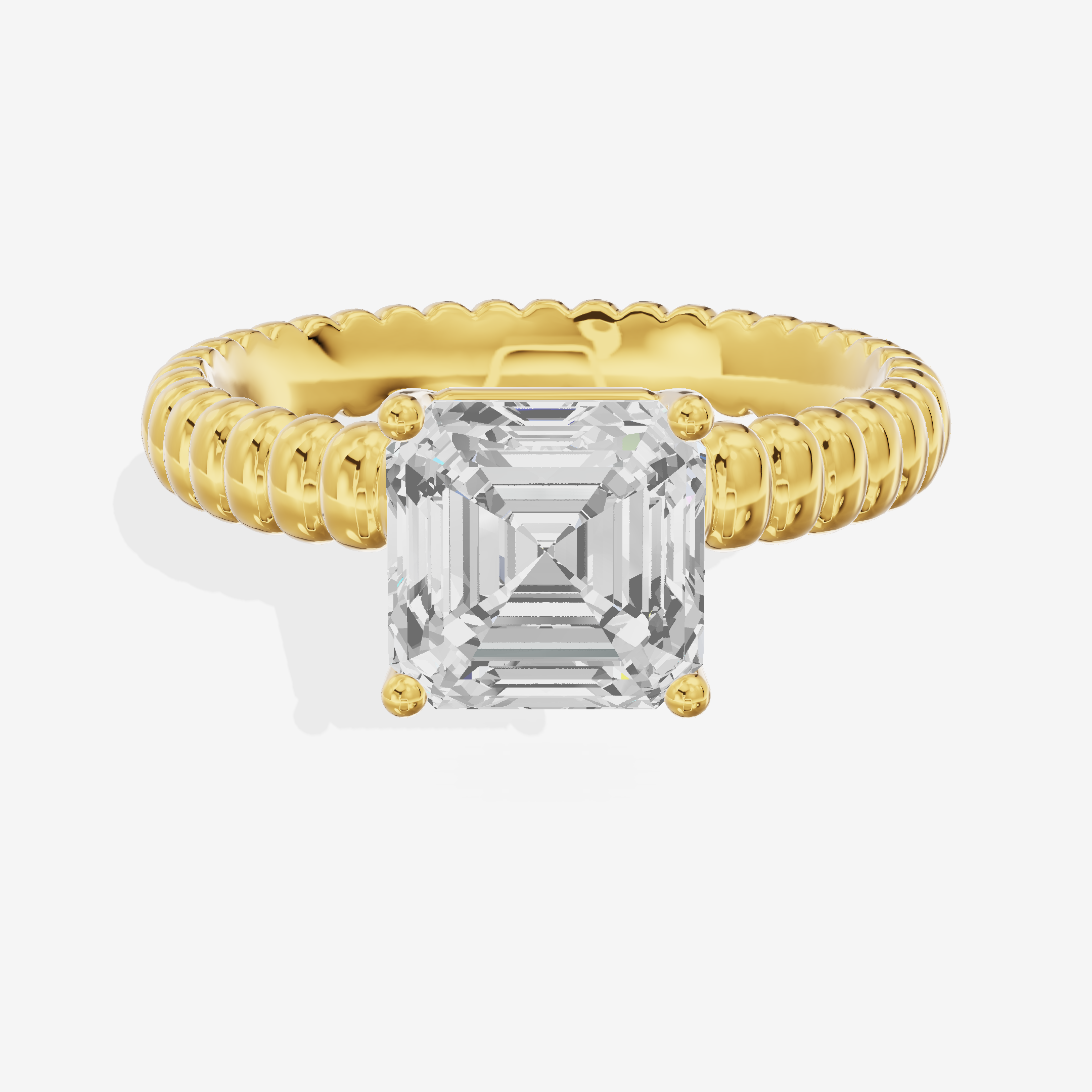 Vintage Aimora 1.8mm Asscher Solitaire Engagement Ring in 18K Yellow Gold