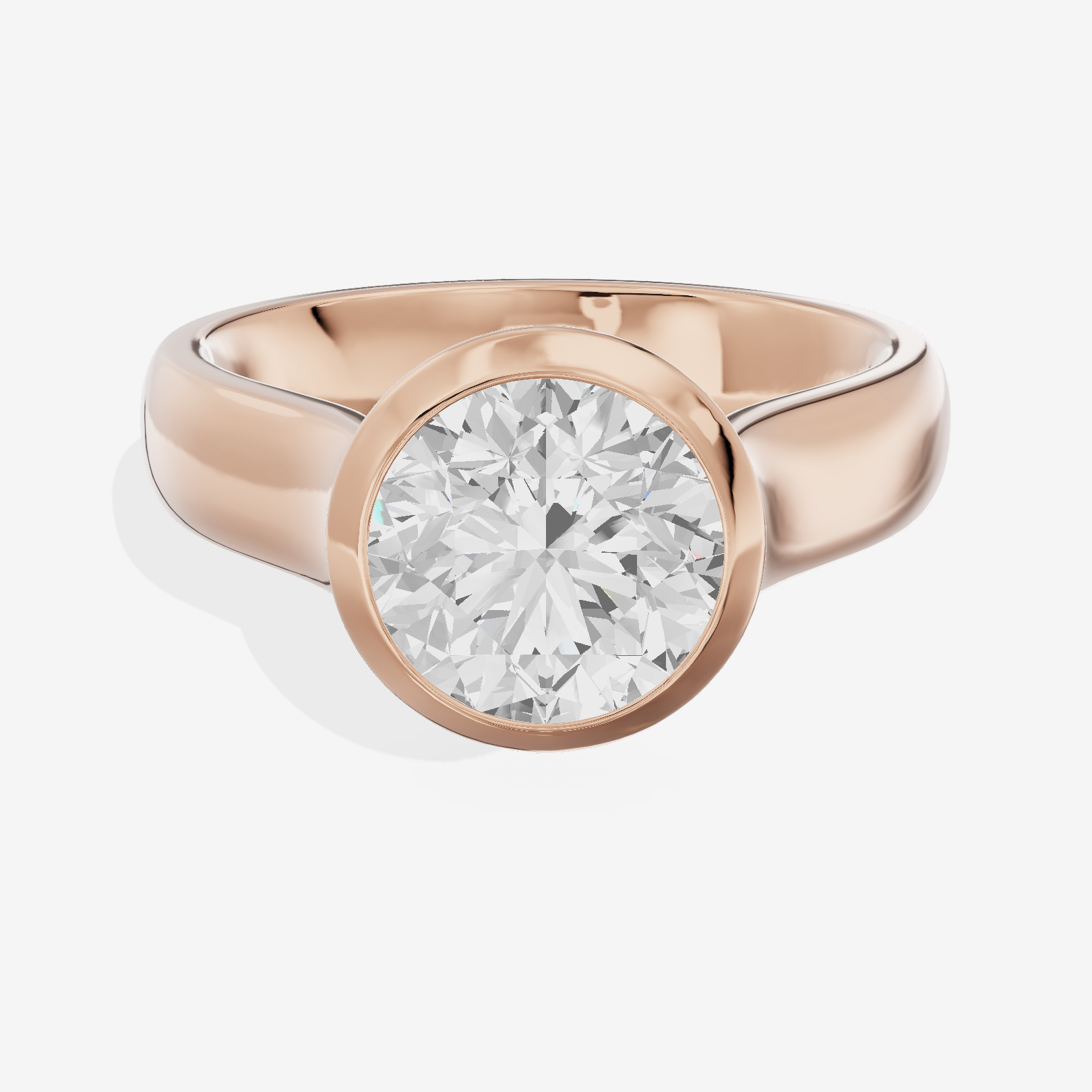 Cherubine 4mm Round Bezel Engagement Ring in 14K Rose Gold