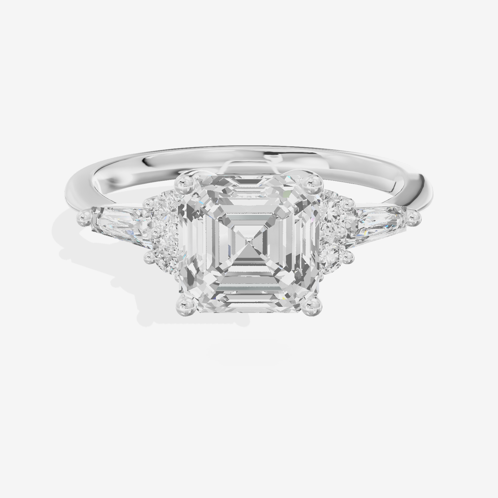 Modern Cherubine Asscher Engagement Ring with Side Stones (1/4 ct. tw.) in 14K White Gold