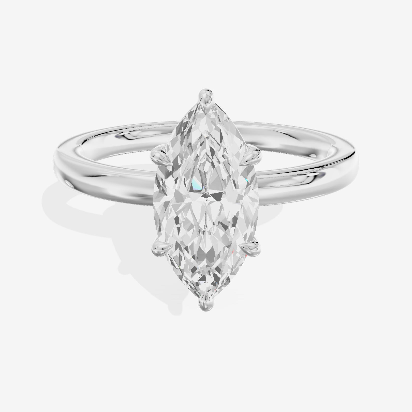 Heartline 2mm Marquise Solitaire Engagement Ring in 18K White Gold