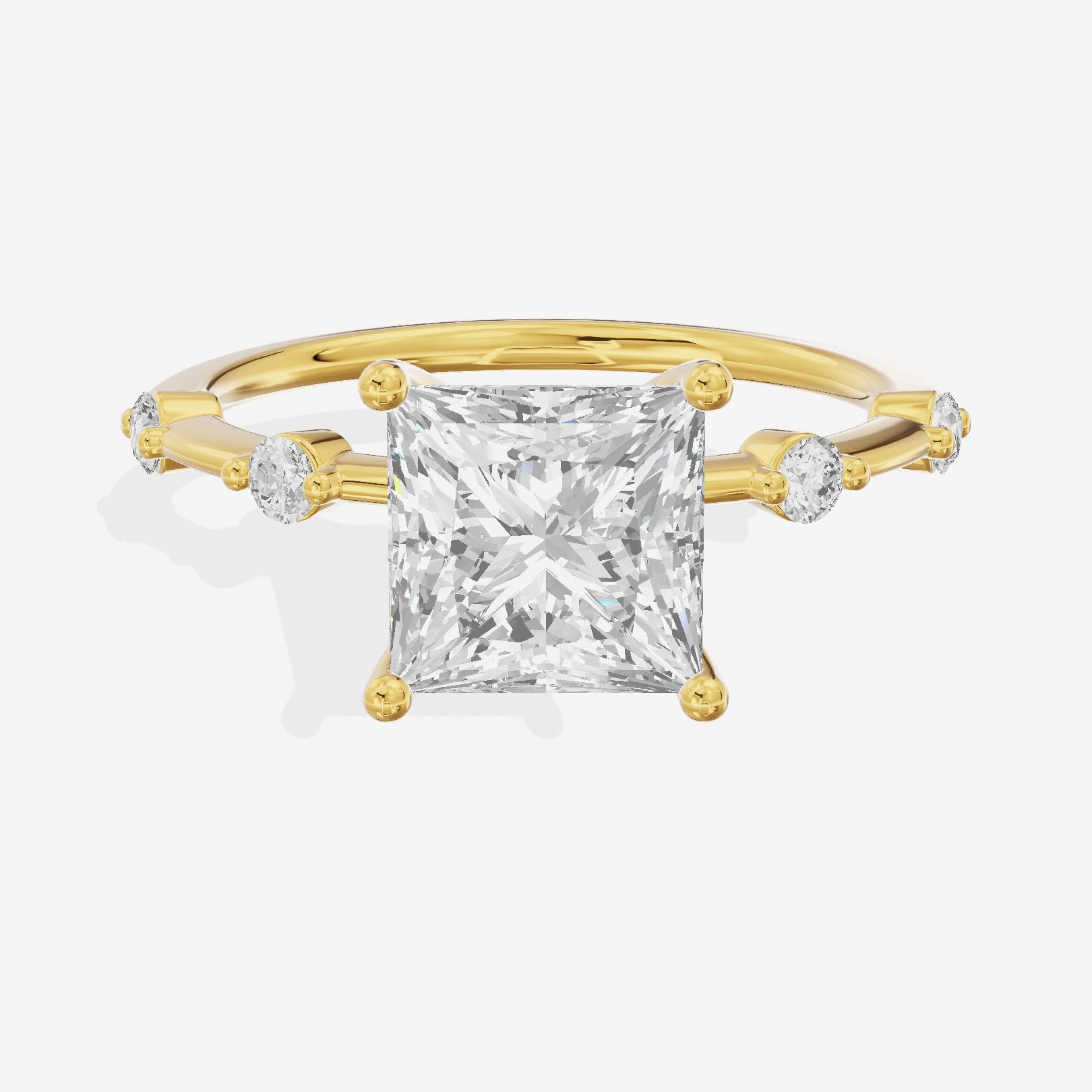 Grand Trueheart Princess Engagement Ring with Side Stones (1/2 ct. tw.) in 14K Yellow Gold