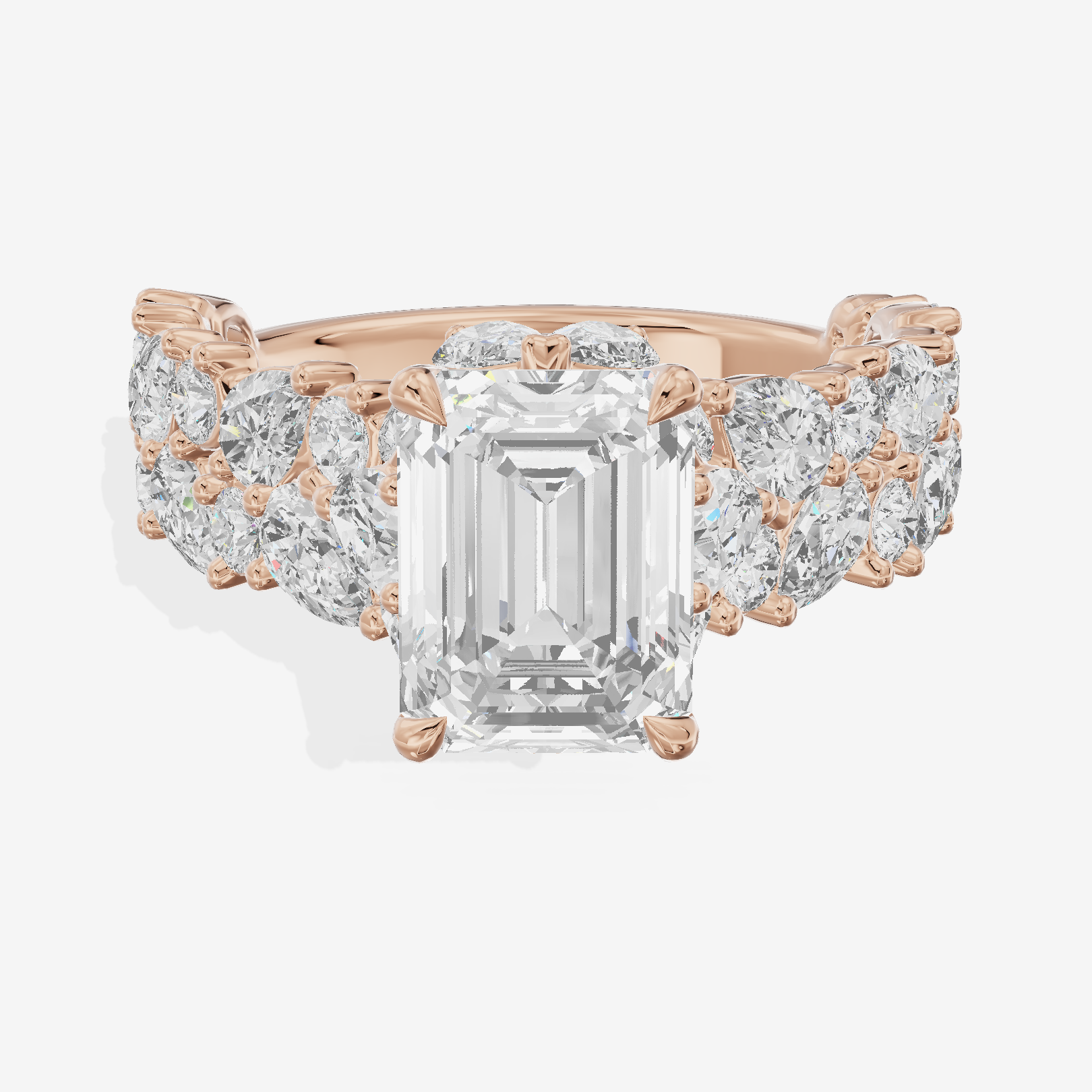 Grand Janevra Emerald Engagement Ring with Side Stones (3/4 ct. tw.) in 14K Rose Gold