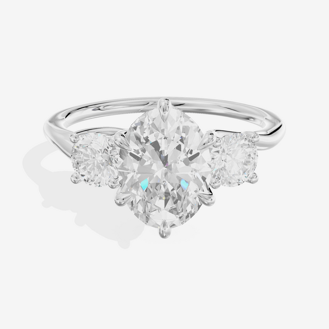 Luxe Vowsae Three Stone Oval Engagement Ring (1/2 ct. tw.) in Platinum