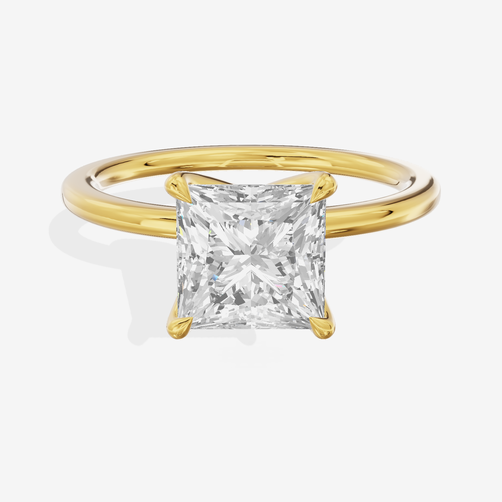 Petite Selenia 1.5mm Princess Solitaire Engagement Ring in 18K Yellow Gold