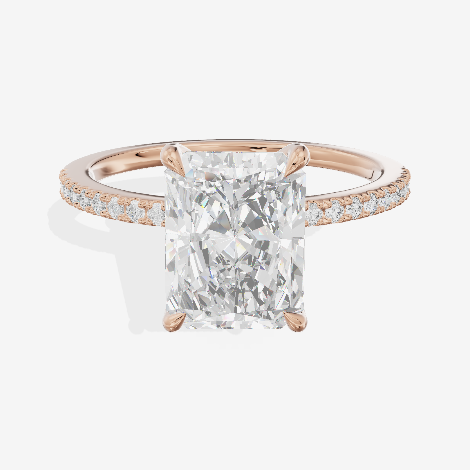 Lateria Hidden Halo Radiant Engagement Ring (1/5 ct. tw.) in 14K Rose Gold