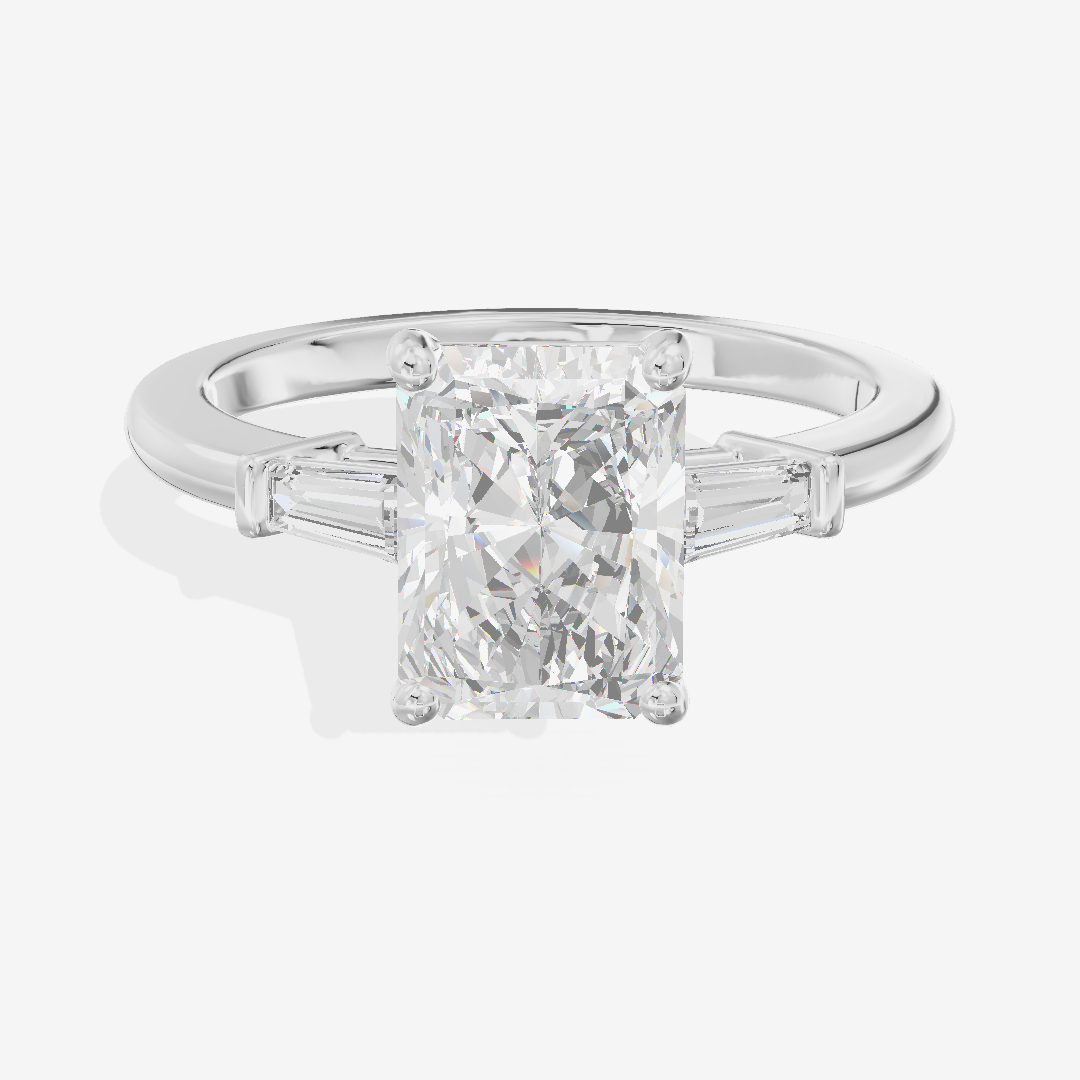 Eternal Coeurine Three Stone Radiant Engagement Ring (1/5 ct. tw.) in 18K White Gold