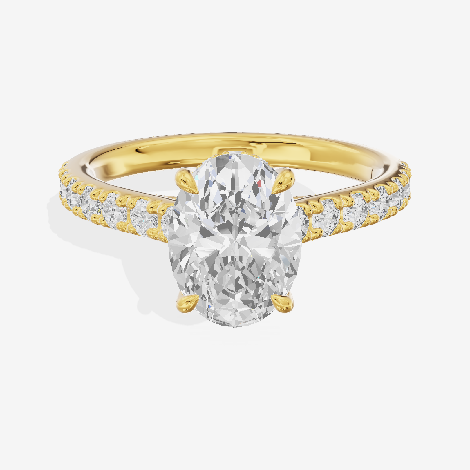 Tender Whisper Oval Engagement Ring with Side Stones (1/6 ct. tw.) in 18K Yellow Gold