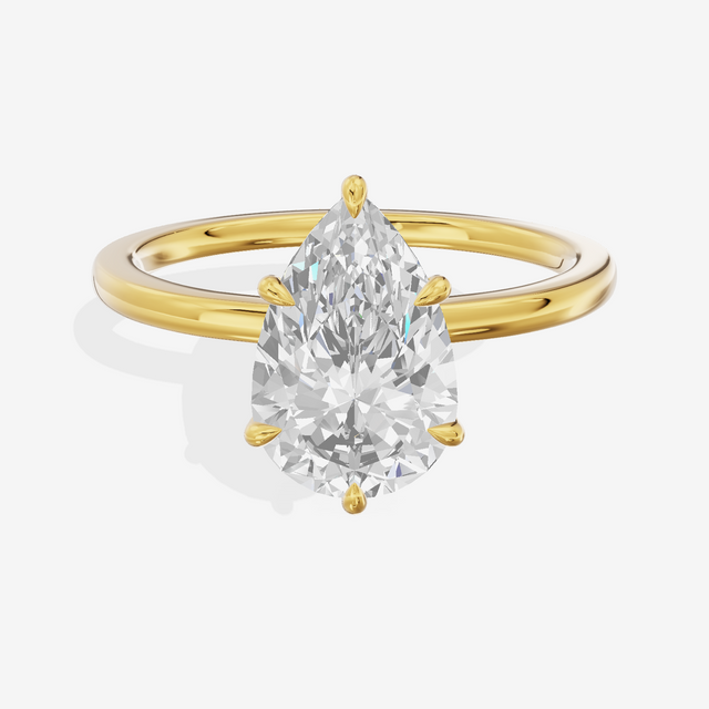 Sincere Halo Pear Engagement Ring (1/15 ct. tw.) in 14K Yellow Gold