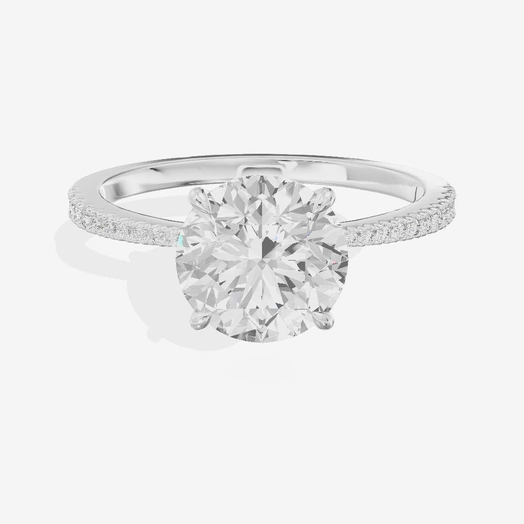 Grand Tender Round Engagement Ring with Side Stones (1/8 ct. tw.) in Platinum