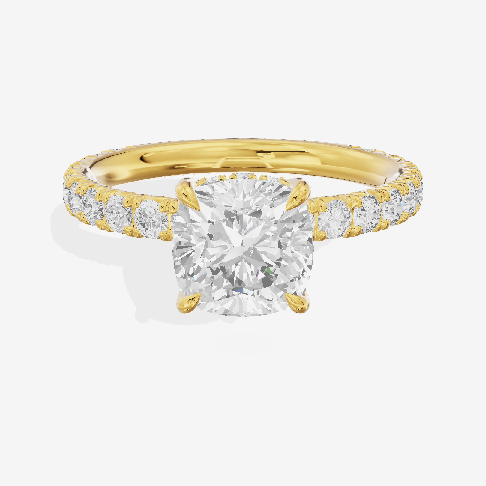 Sincere Pavé Cushion Engagement Ring (3/5 ct. tw.) in 18K Yellow Gold