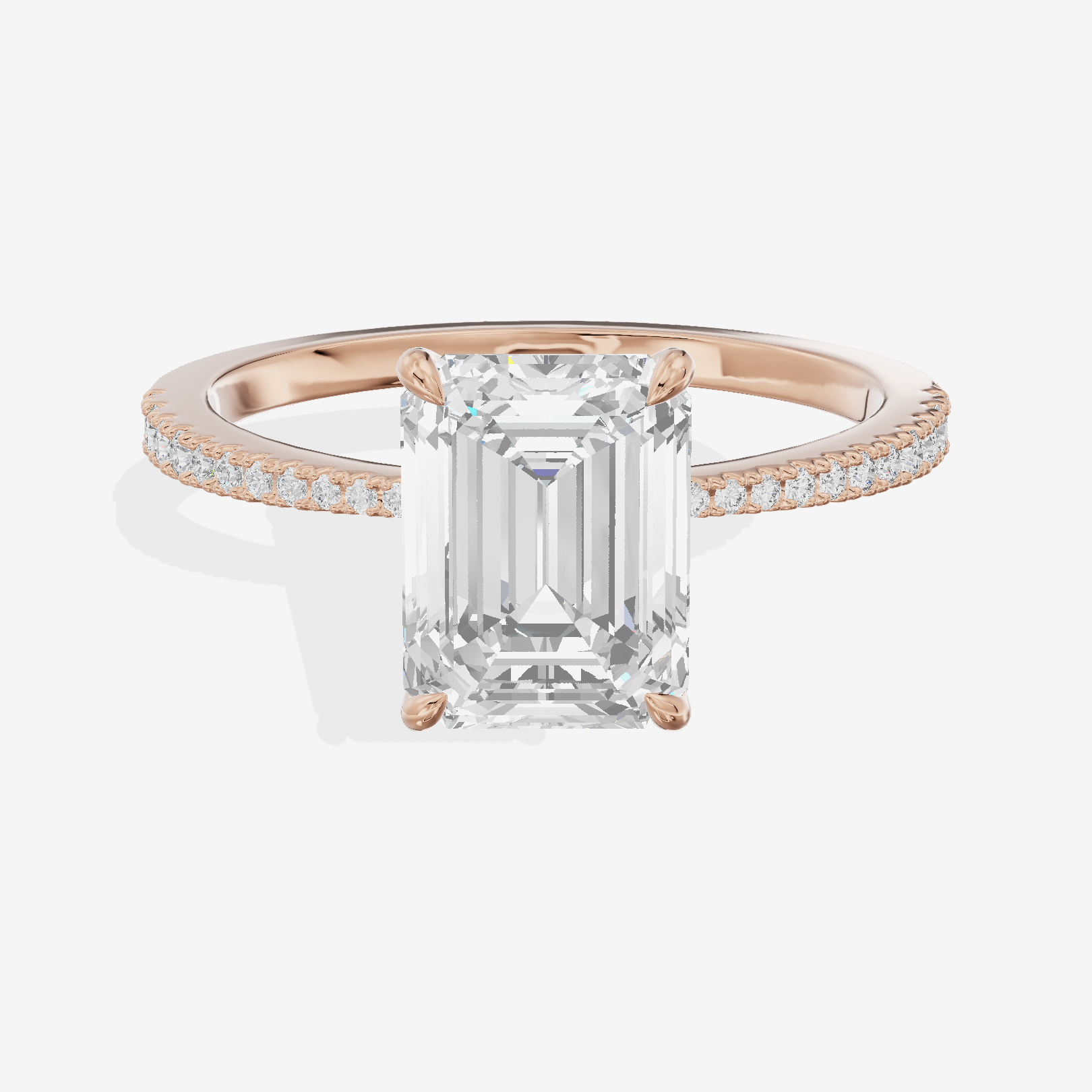 Luxe Promezza Emerald Engagement Ring with Side Stones (1/2 ct. tw.) in 18K Rose Gold