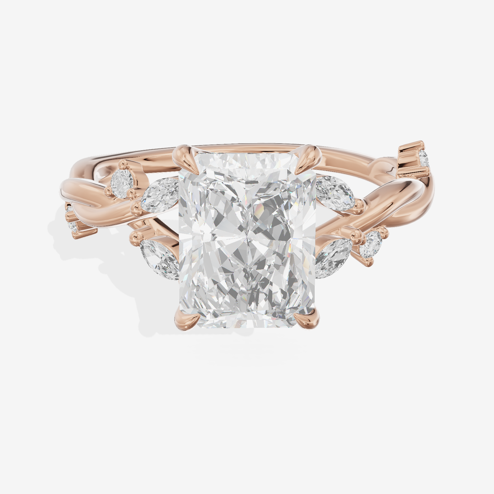 Twined Vowsae Radiant Twisted Engagement Ring (1/6 ct. tw.) in 18K Rose Gold
