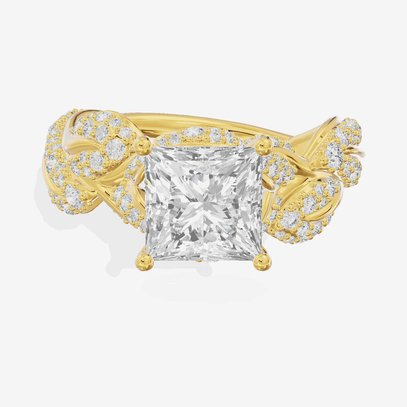 Tender Aurea Princess Engagement Ring with Side Stones (1 ct. tw.) in 14K Yellow Gold