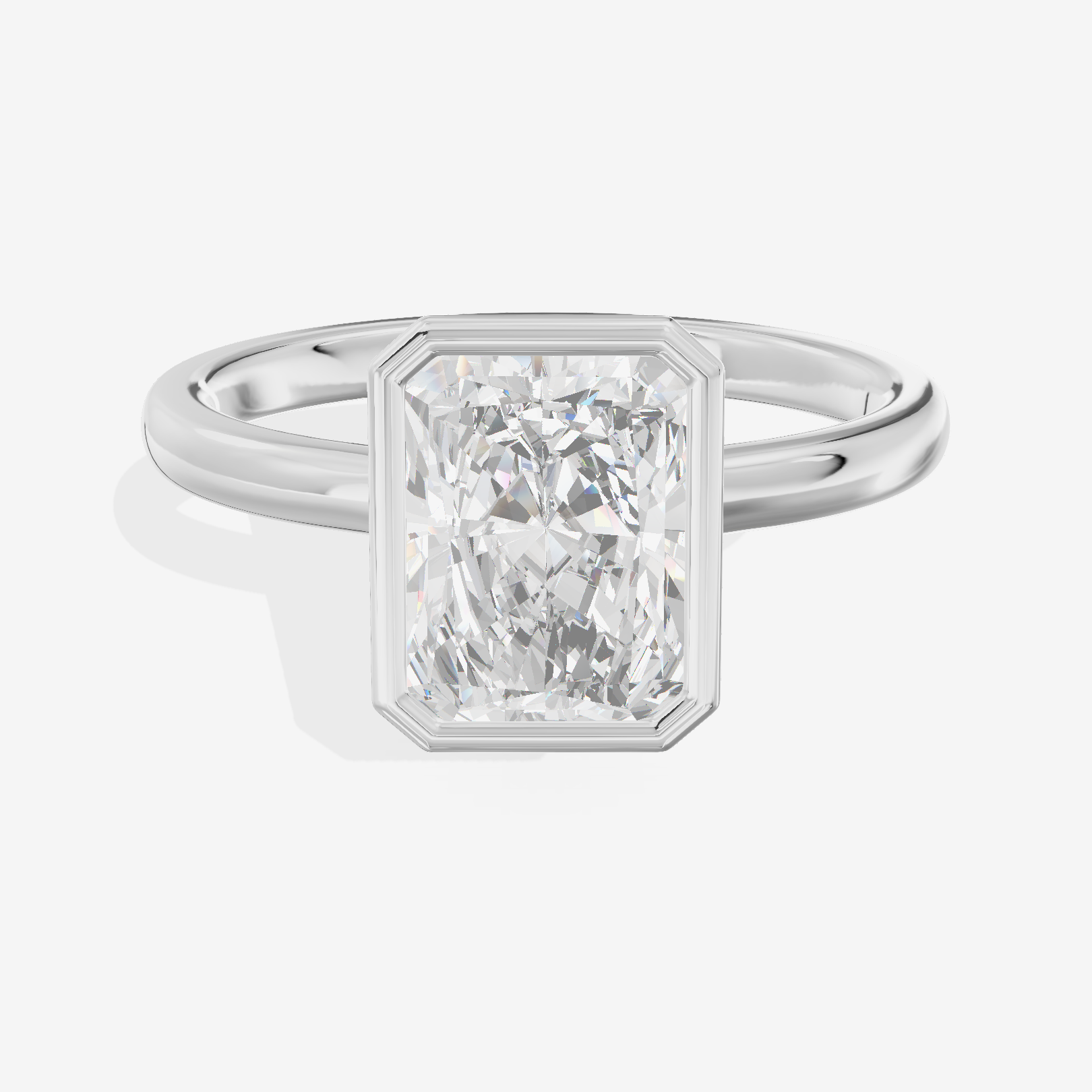 Trellise Bezel 2mm Radiant Solitaire Engagement Ring in 14K White Gold
