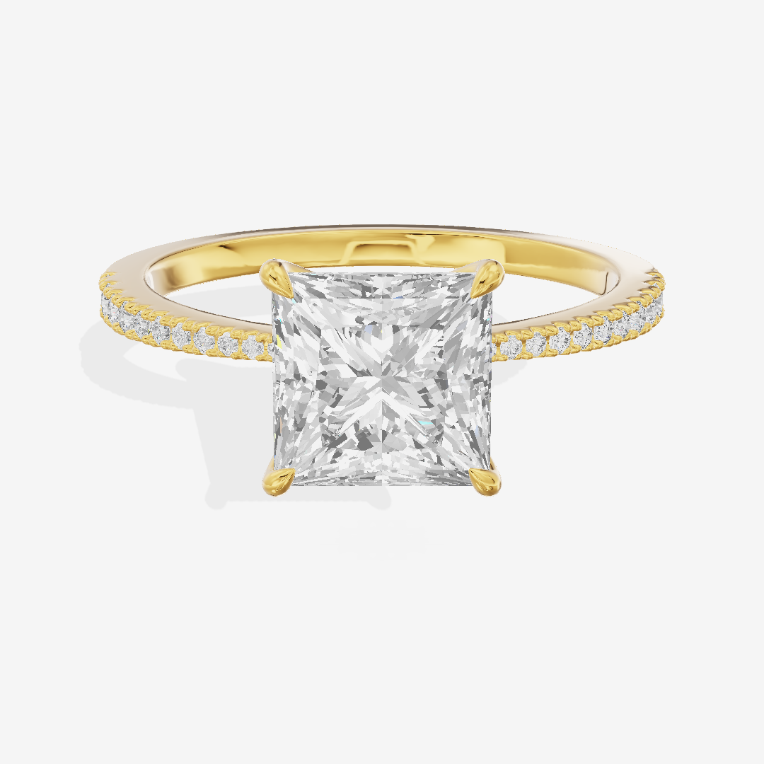 Grand Tender Princess Engagement Ring with Side Stones (1/8 ct. tw.) in 14K Yellow Gold