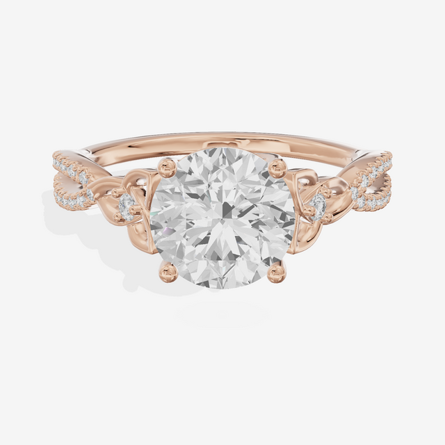 Luxe Sincere Round Engagement Ring with Side Stones (1/10 ct. tw.) in 14K Rose Gold
