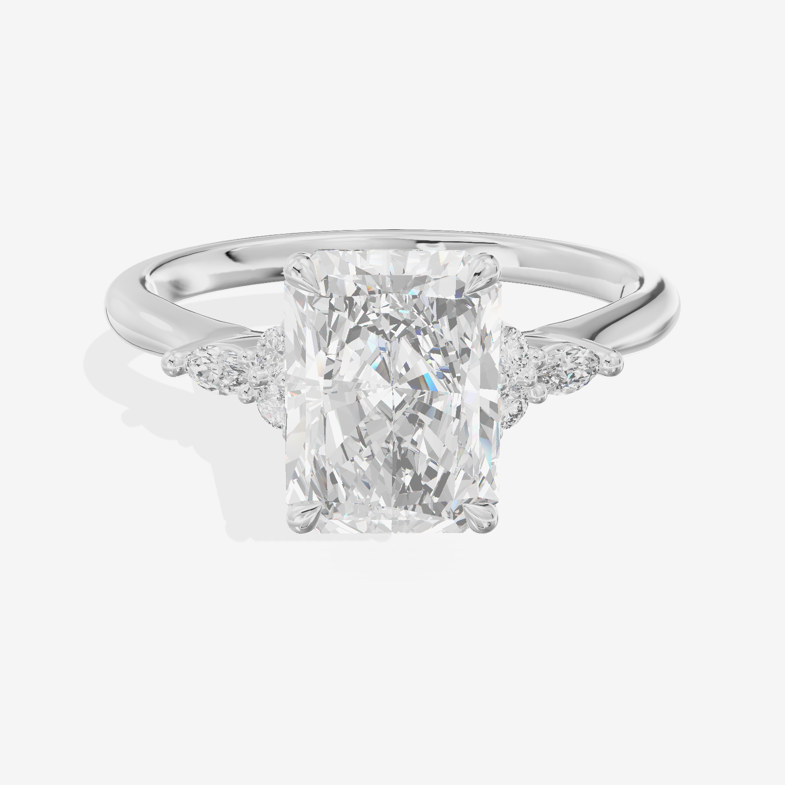 Tender Heartline Radiant Engagement Ring with Side Stones (1/10 ct. tw.) in Platinum