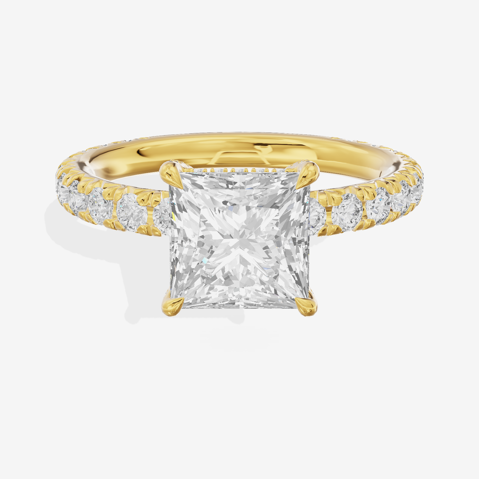 Eternal Coeurine Princess Engagement Ring with Side Stones (3/5 ct. tw.) in 18K Yellow Gold