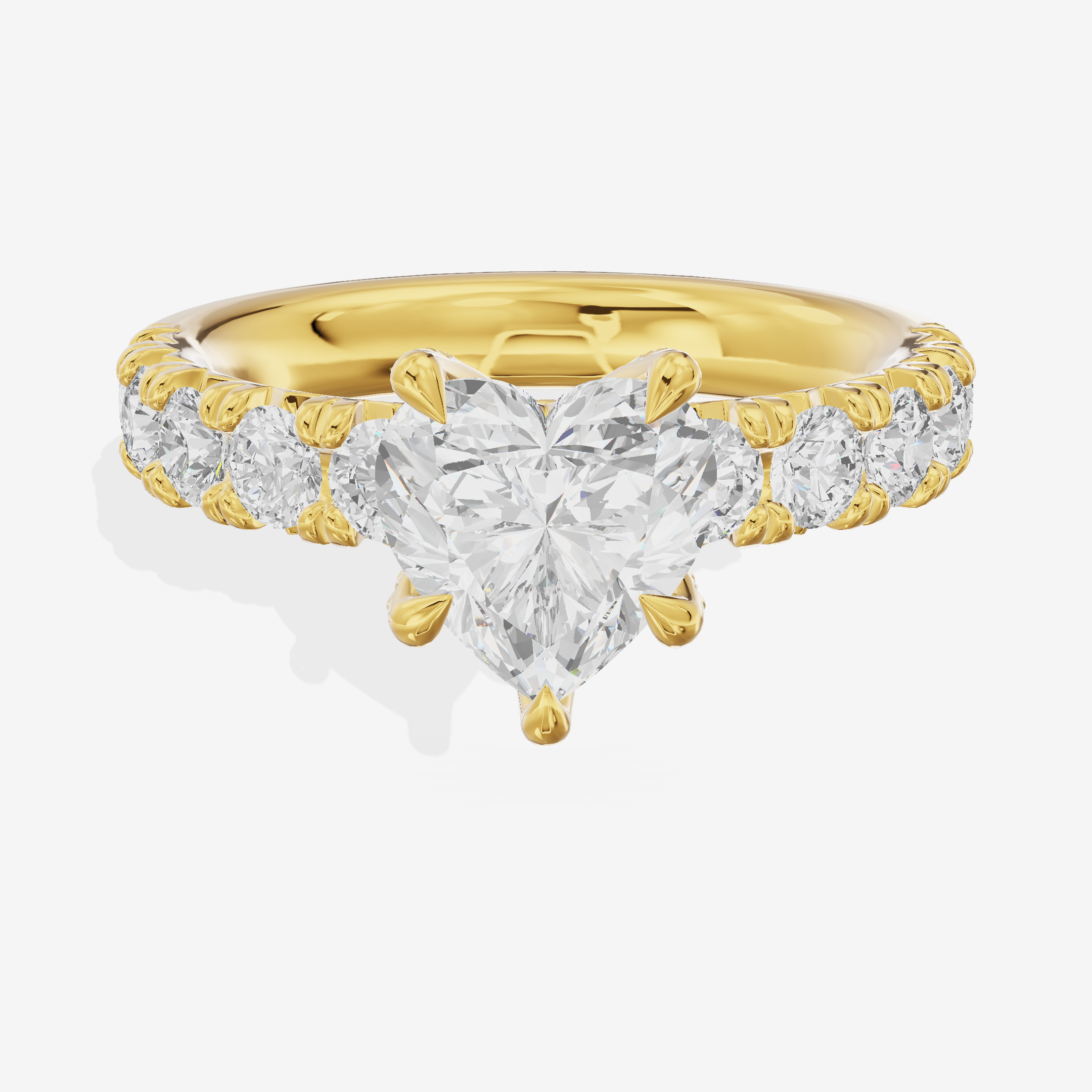 Lustrous Aurea Heart Engagement Ring with Side Stones (3/4 ct. tw.) in 14K Yellow Gold