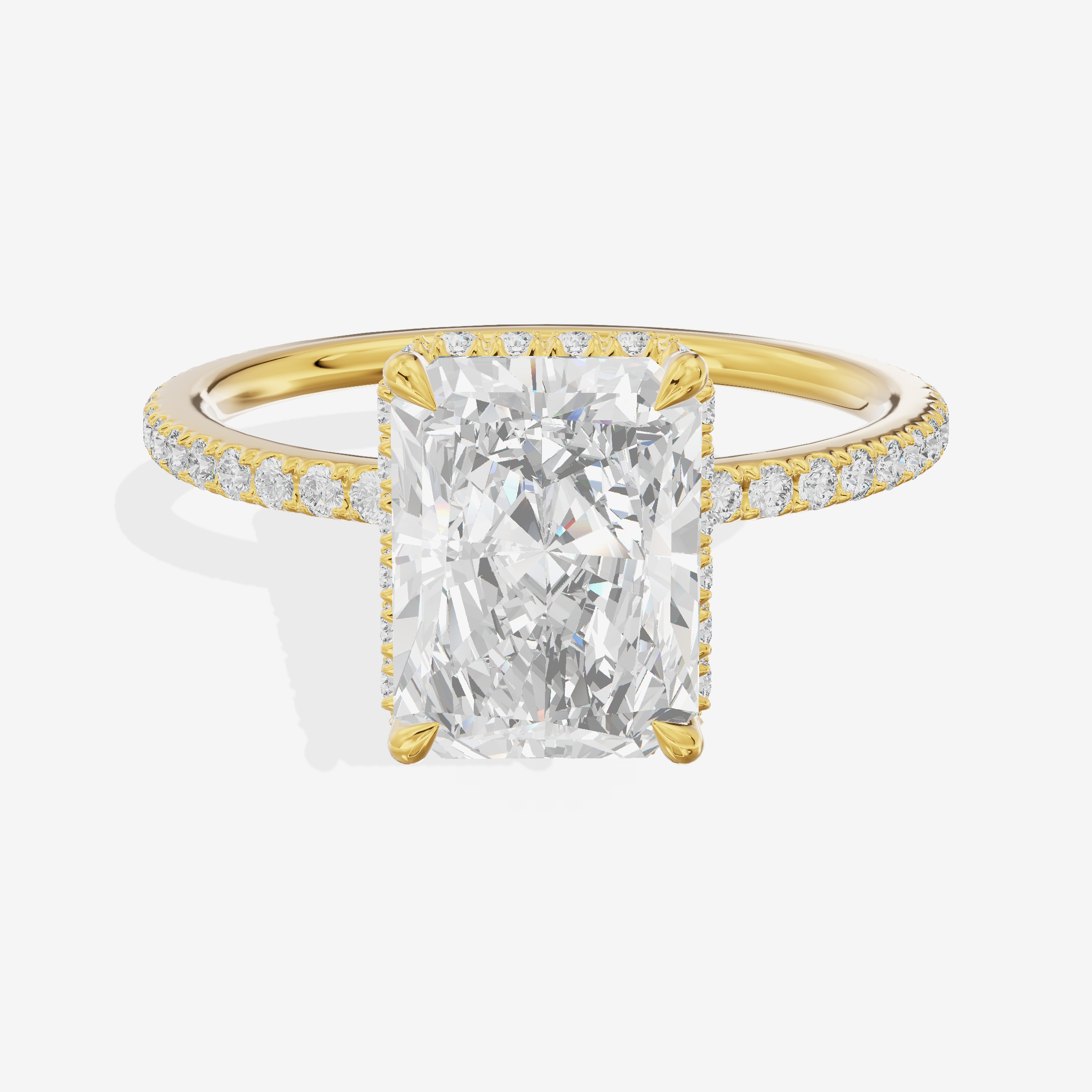 Crowned Whisper Radiant Hidden Halo Engagement Ring in 14K Yellow Gold