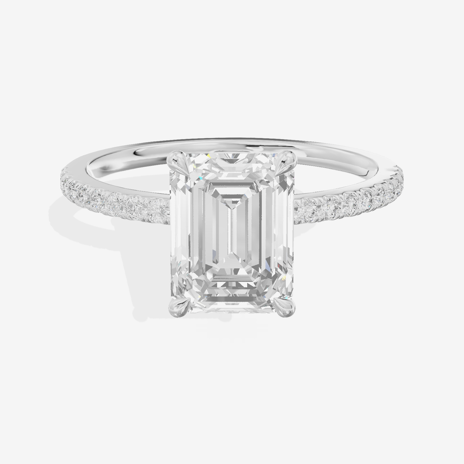 Twined Selenia Emerald Engagement Ring with Side Stones (1/10 ct. tw.) in 18K White Gold