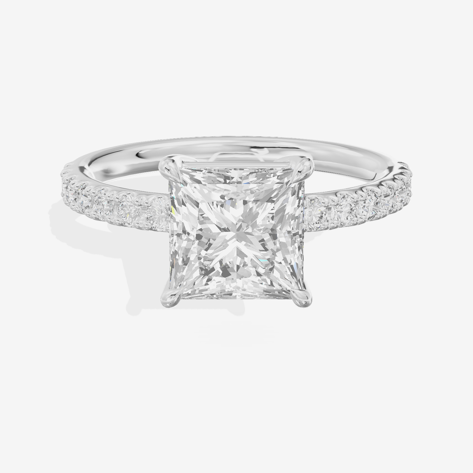 Vintage Selenia Princess Engagement Ring with Side Stones (1/4 ct. tw.) in 18K White Gold