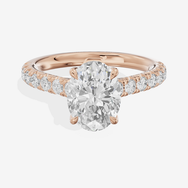 Whispered Sincere Oval Engagement Ring with Side Stones (2/5 ct. tw.) in 18K Rose Gold