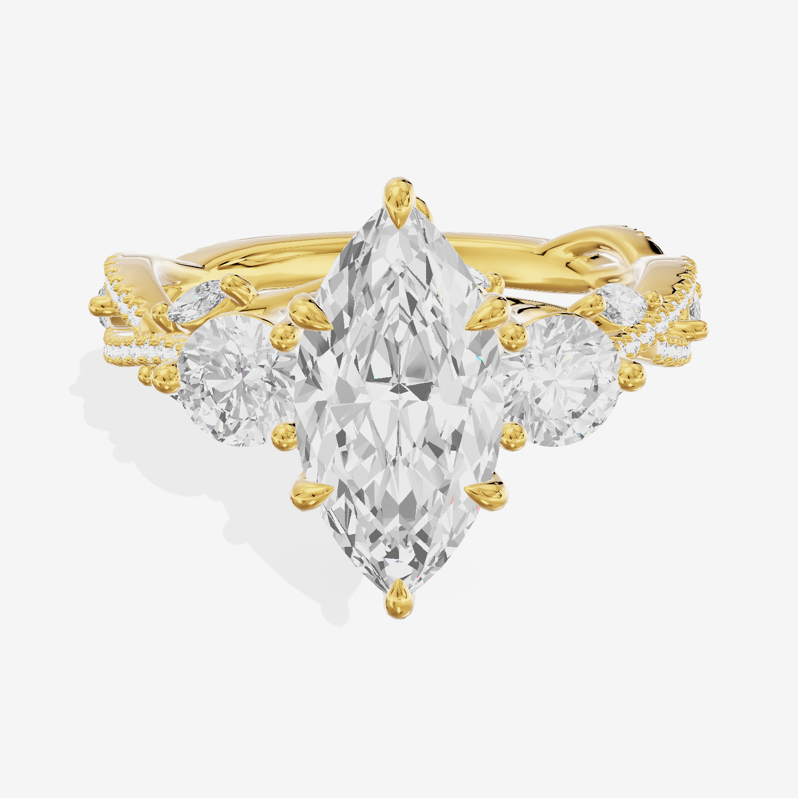 Classic Coeurine Three Stone Marquise Engagement Ring (3/5 ct. tw.) in 14K Yellow Gold
