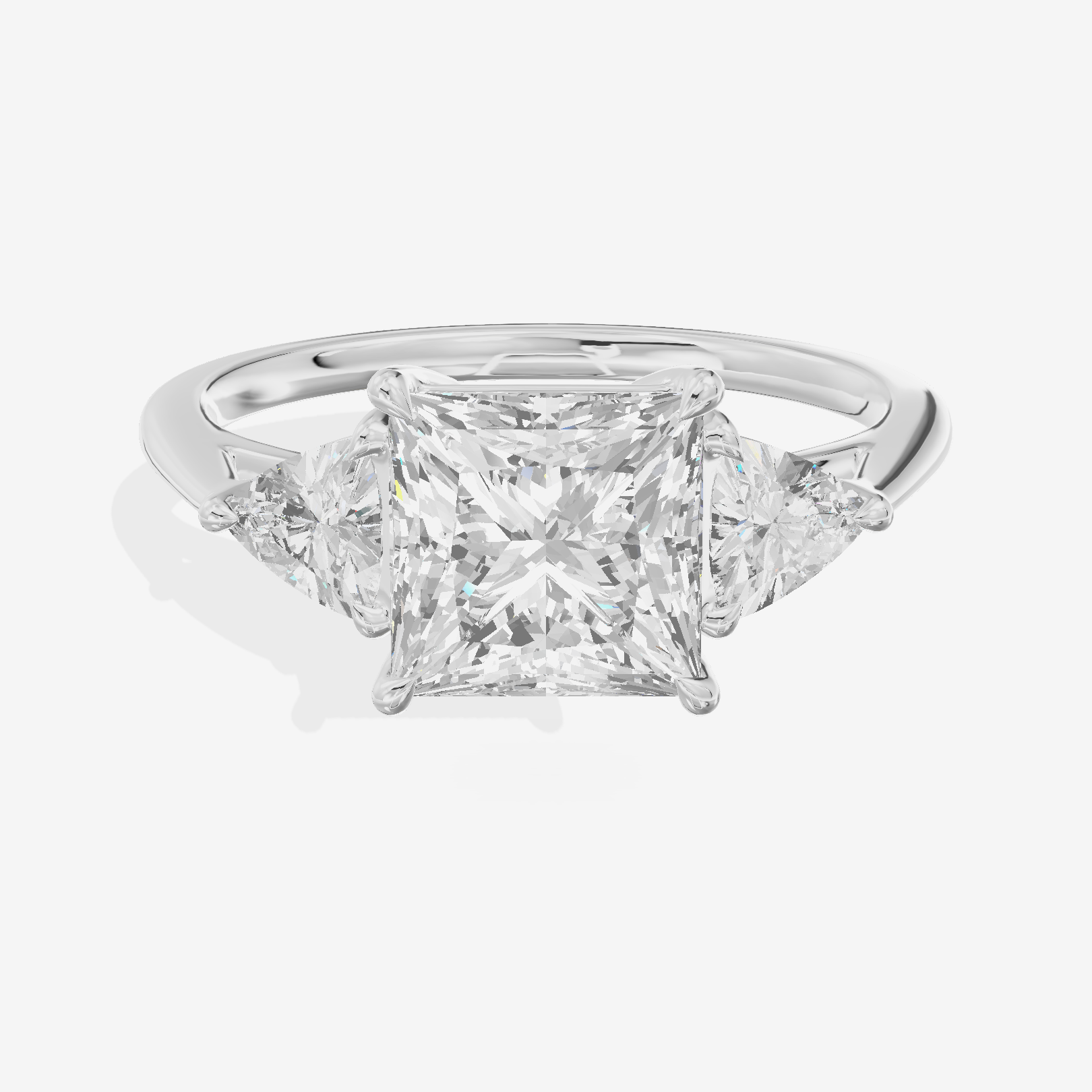 Coeurine Three Stone Princess Engagement Ring (1/8 ct. tw.) in 18K White Gold