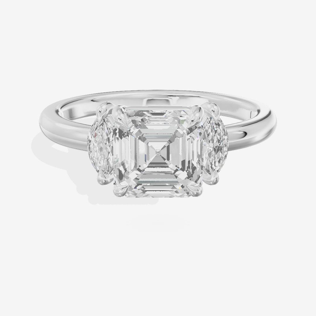 Selenia Three Stone Asscher Engagement Ring (1/2 ct. tw.) in Platinum