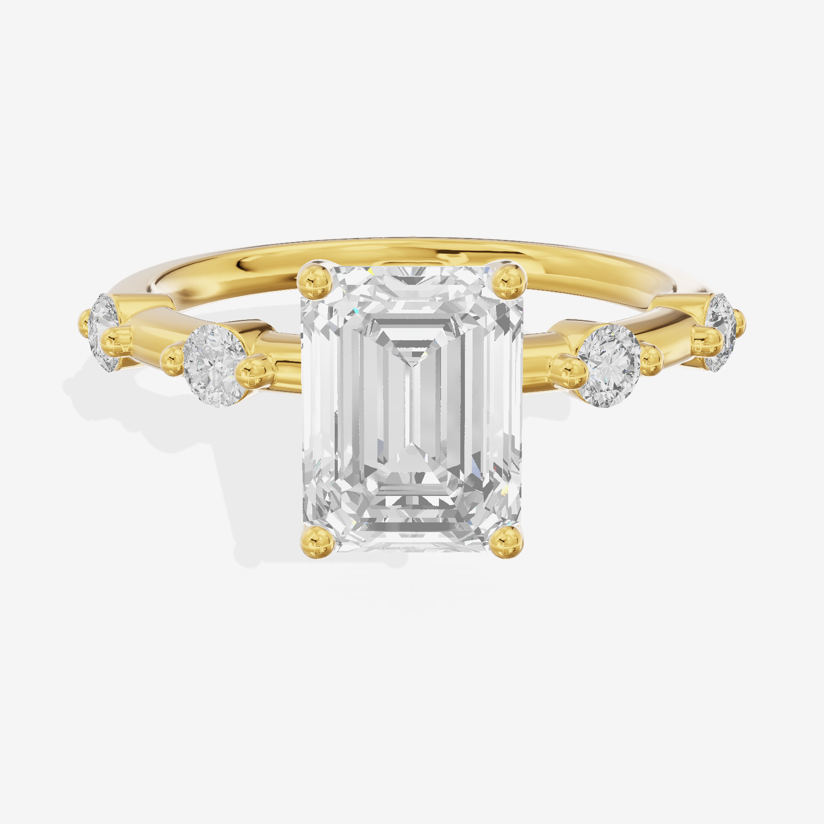 Petite Heartline Emerald Engagement Ring with Side Stones (1/5 ct. tw.) in 14K Yellow Gold