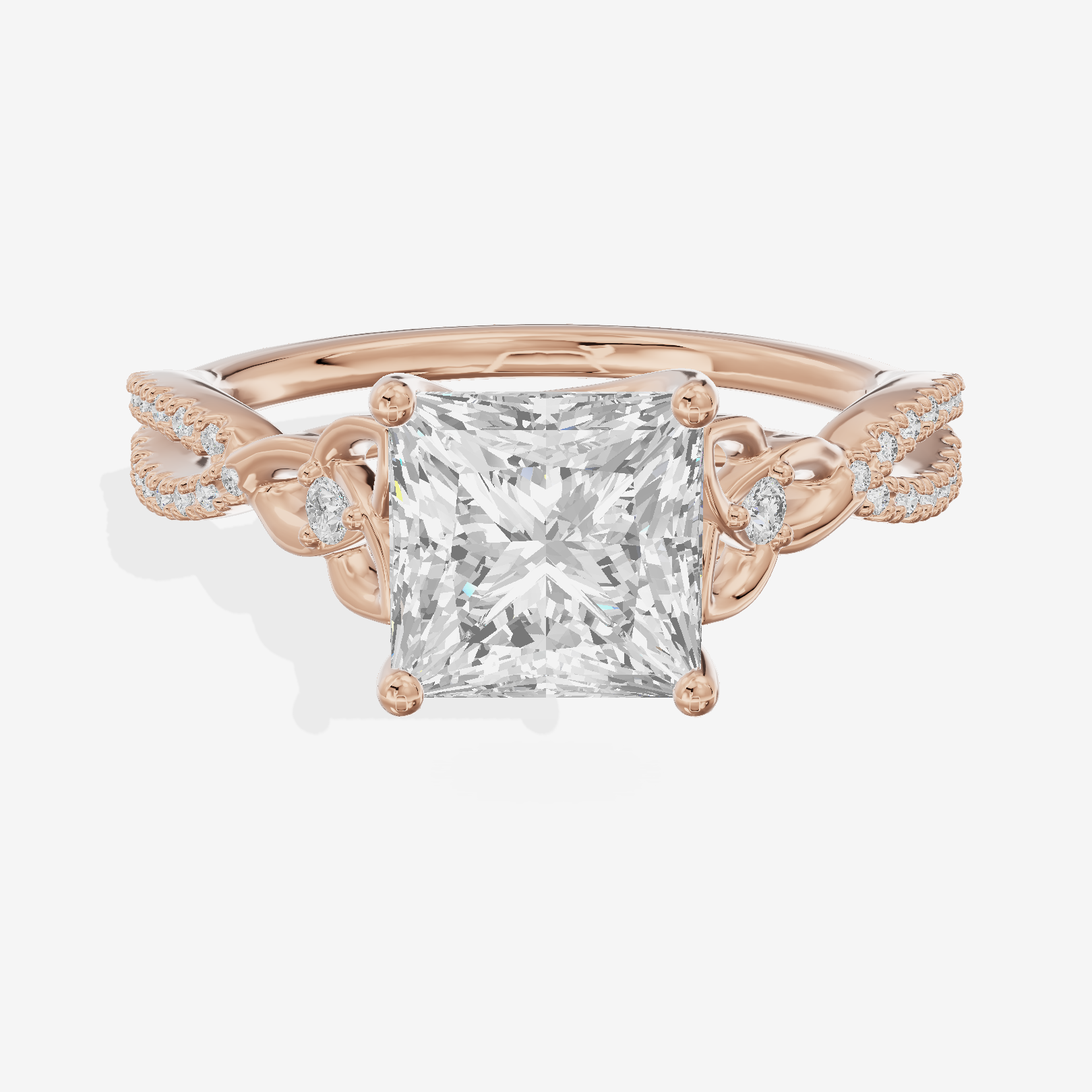 Luxe Vowsae Princess Engagement Ring with Side Stones (2/5 ct. tw.) in 14K Rose Gold