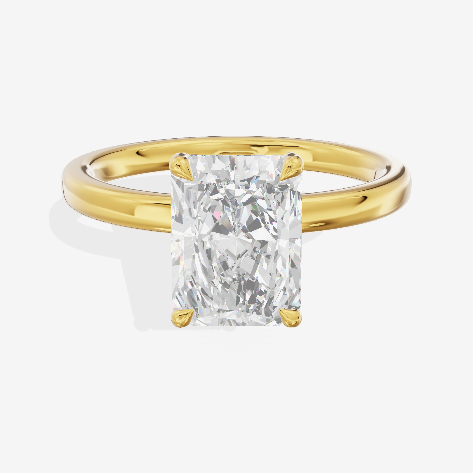 Selenia Basket Split Shank Radiant Engagement Ring with Side Stones (1/8 ct. tw.) in 18K Yellow Gold