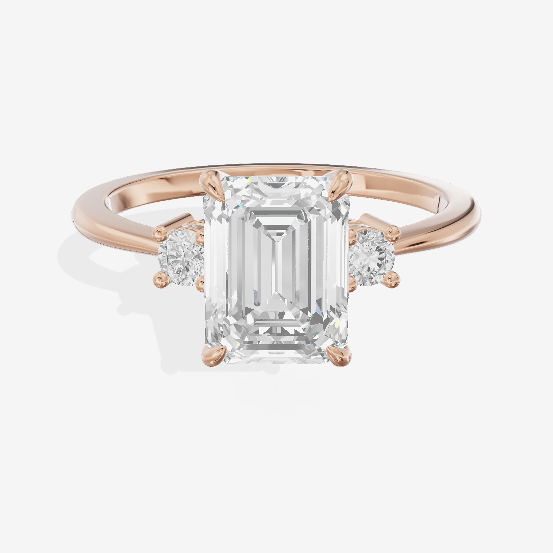 Eternal Aimora Emerald Three Stone Engagement Ring (1/10 ct. tw.) in 18K Rose Gold