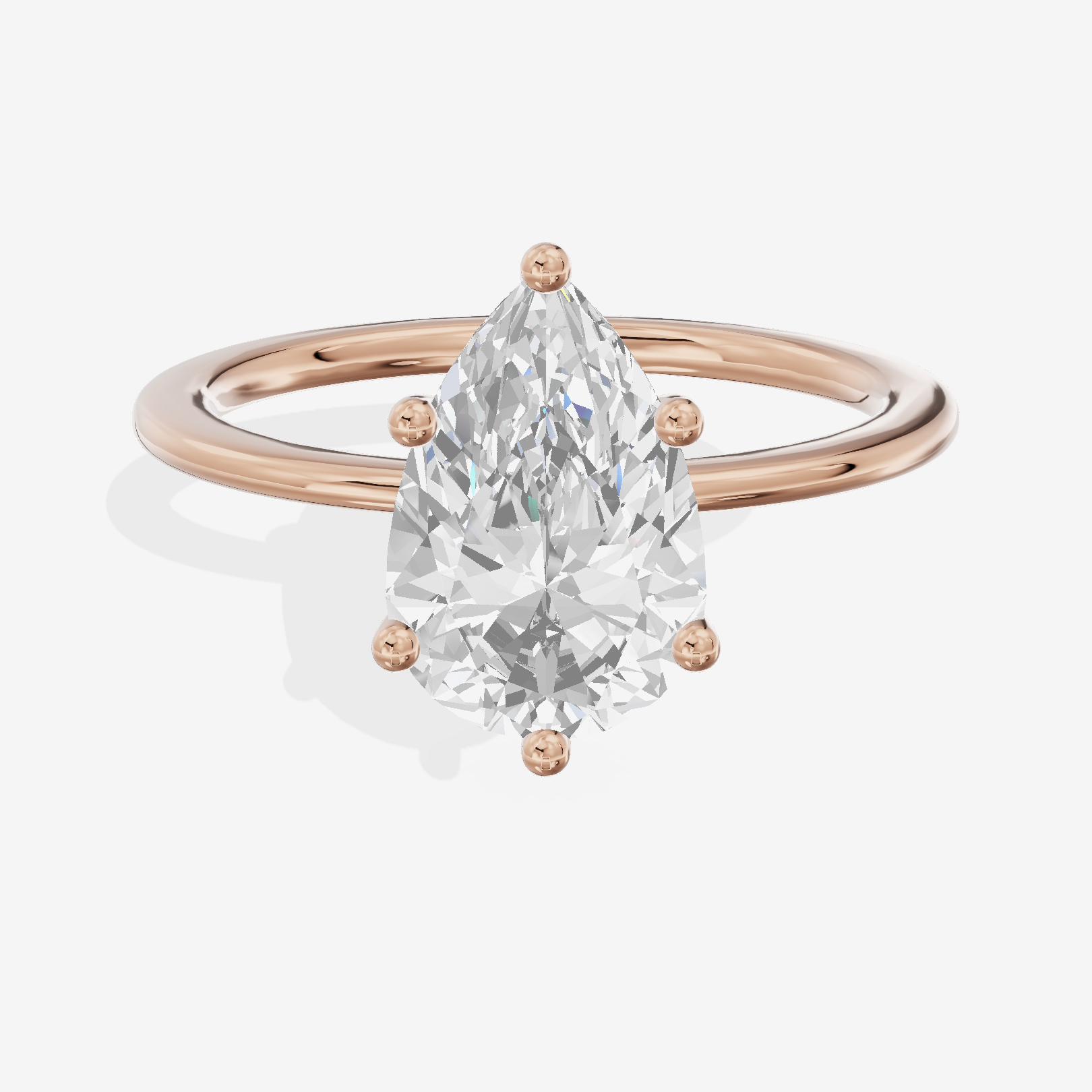 Whispered Promezza 1.4mm Pear Solitaire Engagement Ring in 14K Rose Gold