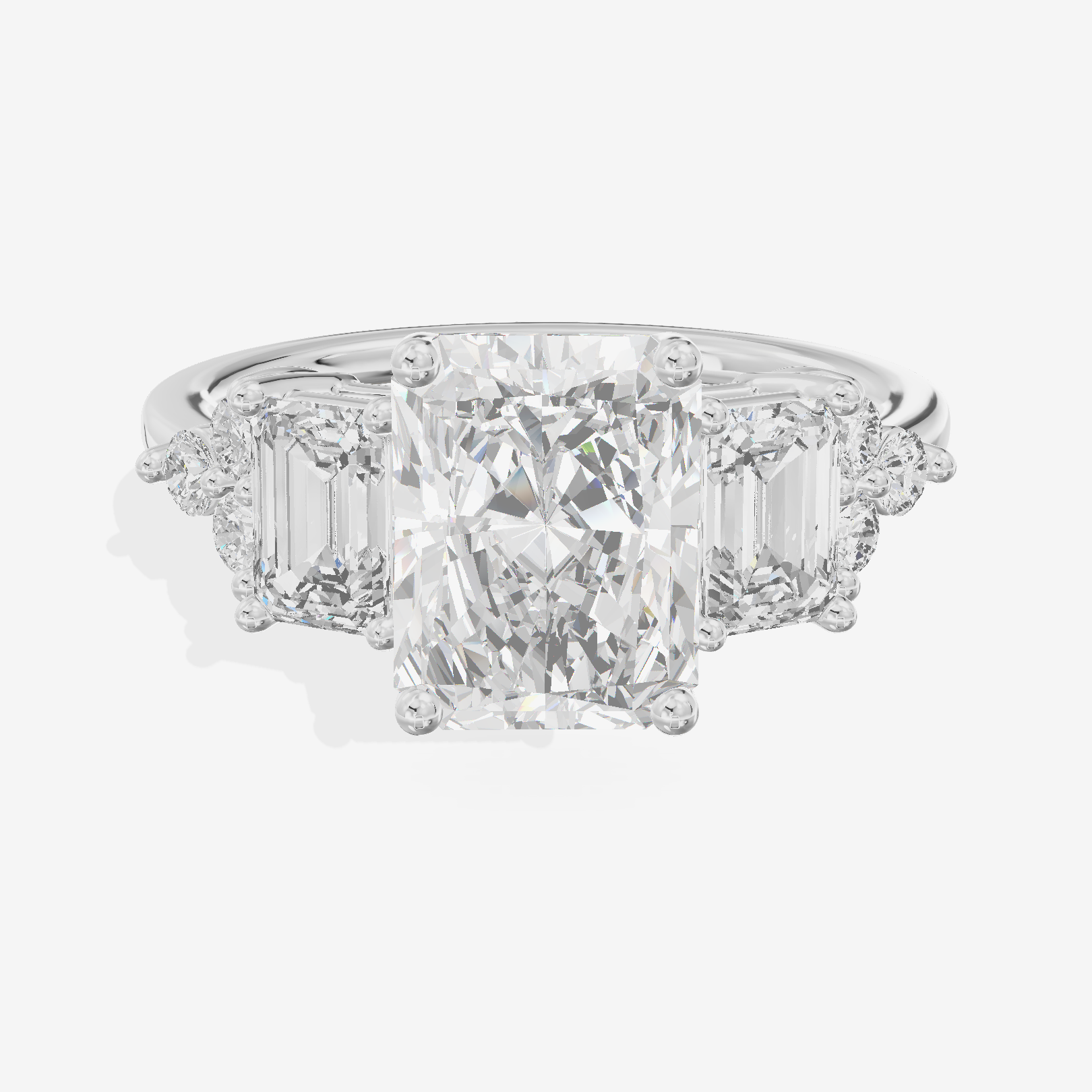 Grand Halcyon Radiant Engagement Ring with Side Stones (3/4 ct. tw.) in 18K White Gold