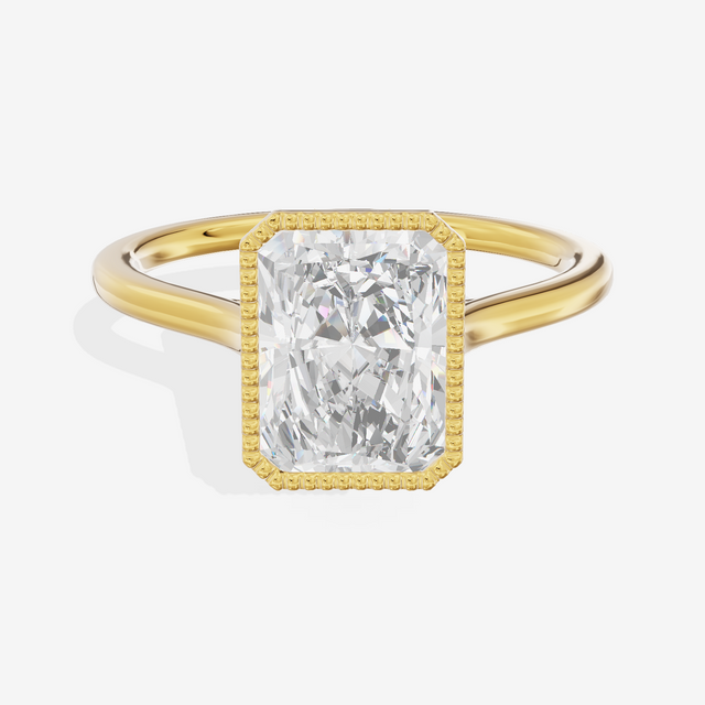 Modern Coeurine 1.5mm Radiant Bezel Engagement Ring in 14K Yellow Gold