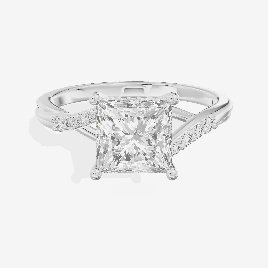 Aimora Hidden Halo Princess Engagement Ring (1/8 ct. tw.) in 14K White Gold