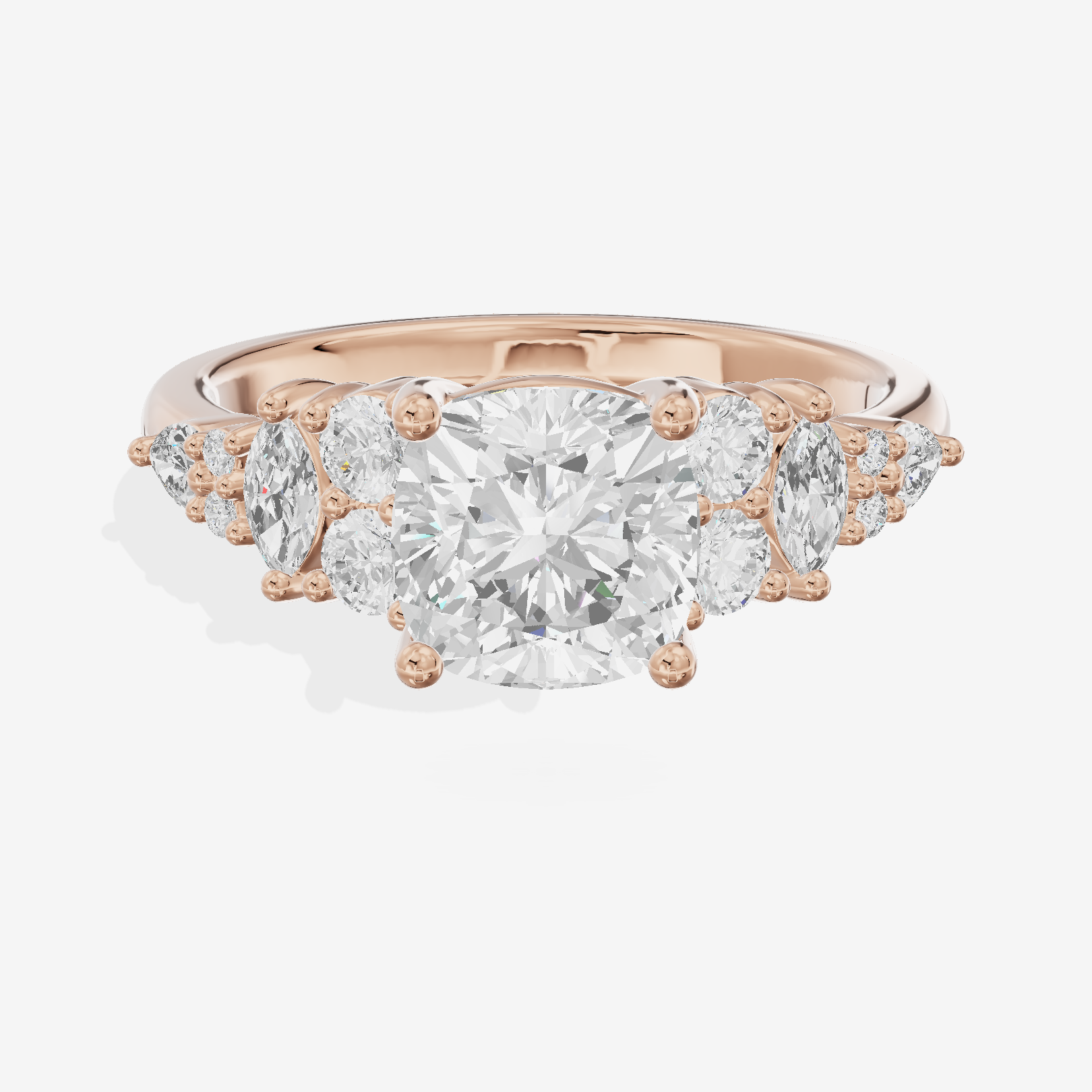Modern Maia Cushion Engagement Ring with Side Stones (1/5 ct. tw.) in 18K Rose Gold