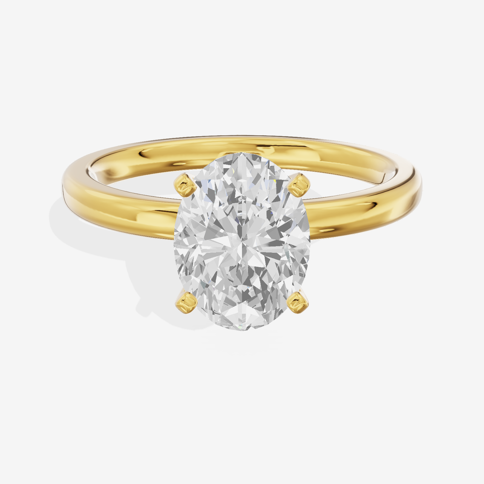 Sincere 2mm Oval Solitaire Engagement Ring in 14K Yellow Gold