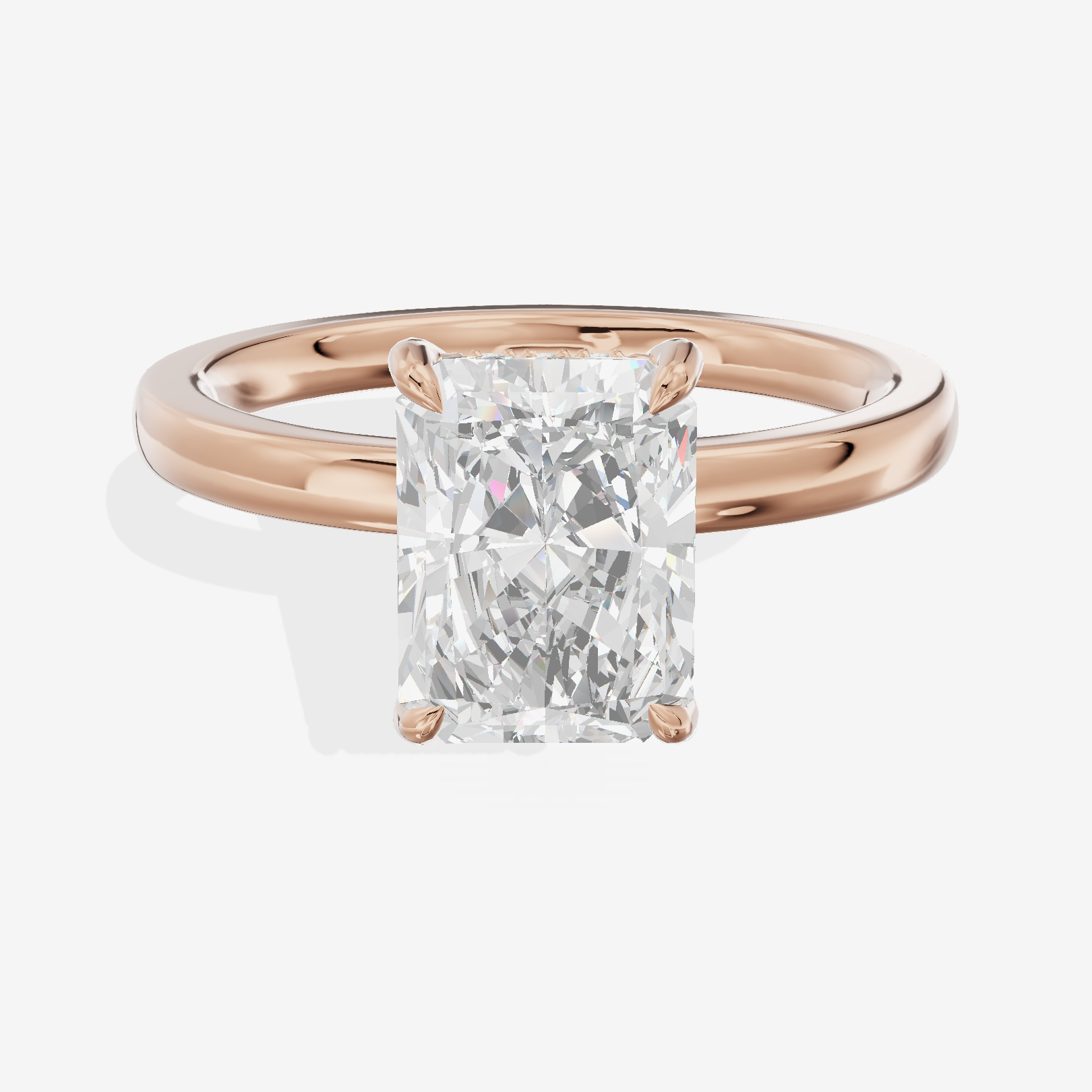 Grand Lumera Radiant Engagement Ring with Side Stones (3/4 ct. tw.) in 18K Rose Gold