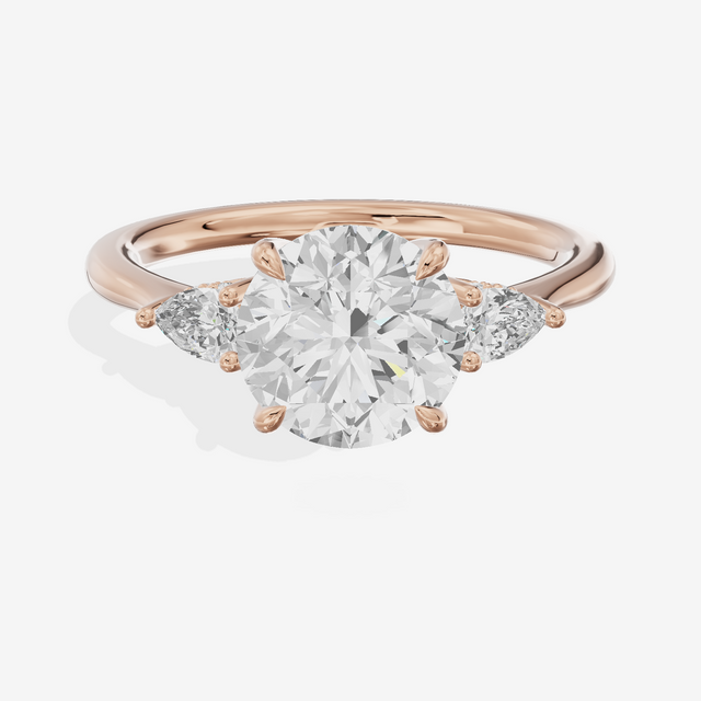 Petite Vowsae Three Stone Round Engagement Ring (1/4 ct. tw.) in 14K Rose Gold
