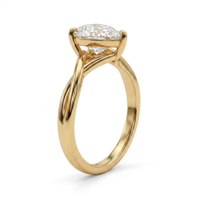 Solitaire Twist Pear Engagement Ring (1.02 ct.) in 14K Yellow Gold