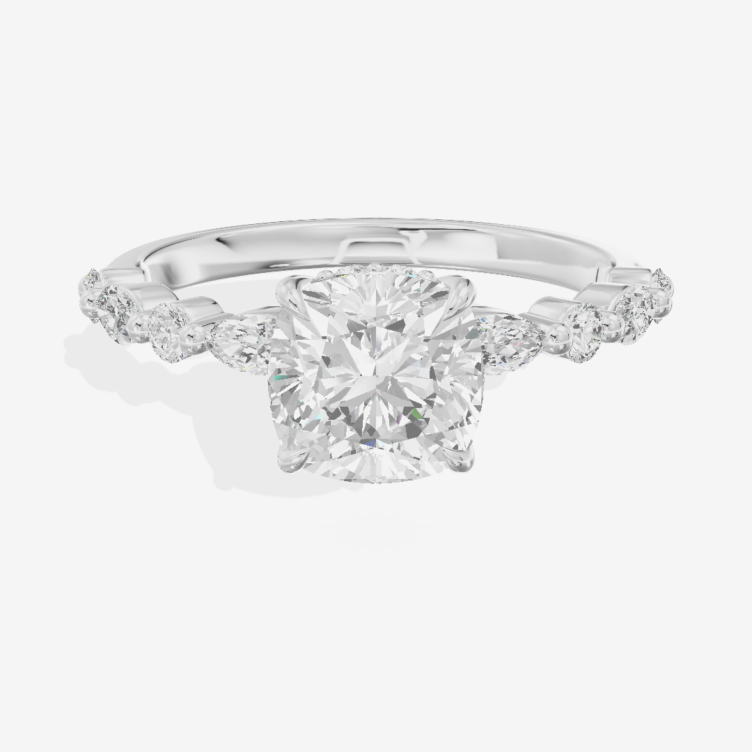 Adorae Pavé Cushion Hidden Halo Engagement Ring (1/3 ct. tw.) in 14K White Gold